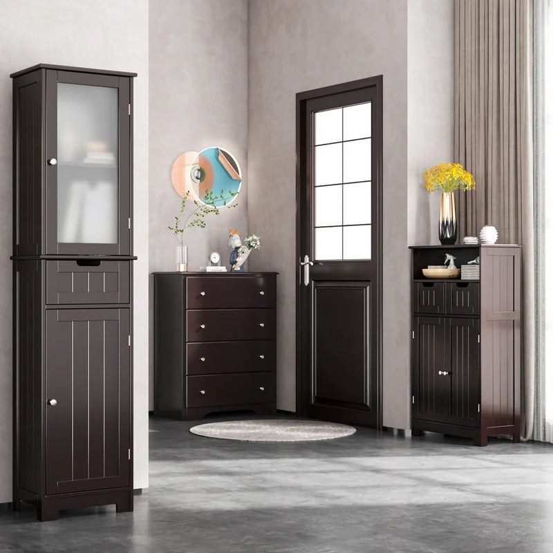 Bathroom Cabinets: 15.7'' W x 67'' H x 11.8'' D Linen Cabinet
