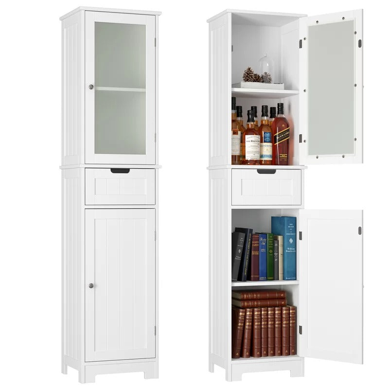 Bathroom Cabinets: 15.7'' W x 67'' H x 11.8'' D Linen Cabinet\