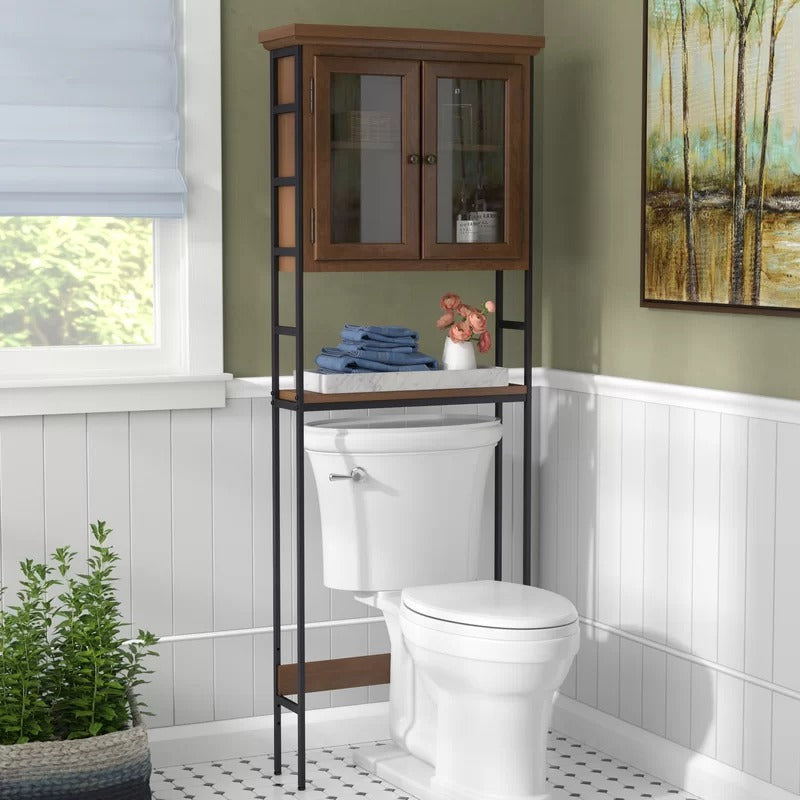 Bathroom Cabinets: 25.5'' W x 67.5'' H x 8'' D Solid Wood Over-The-Toilet Storage