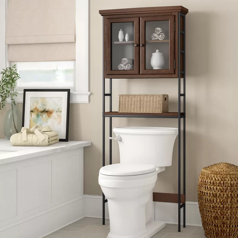 Bathroom Cabinets: 25.5'' W x 67.5'' H x 8'' D Solid Wood Over-The-Toilet Storage