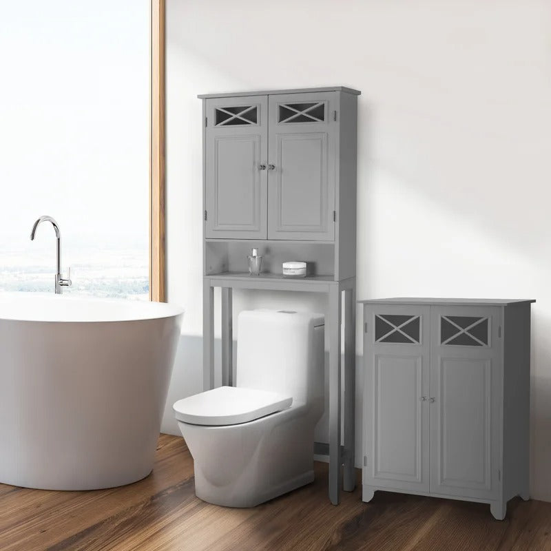 Bathroom Cabinets: 25'' W x 68.25'' H x 8'' D Over-The-Toilet Storage