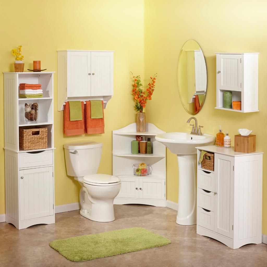 Bathroom Linen Cabinet: 1 Drawer Linen Cabinet with 3 Open Shelves