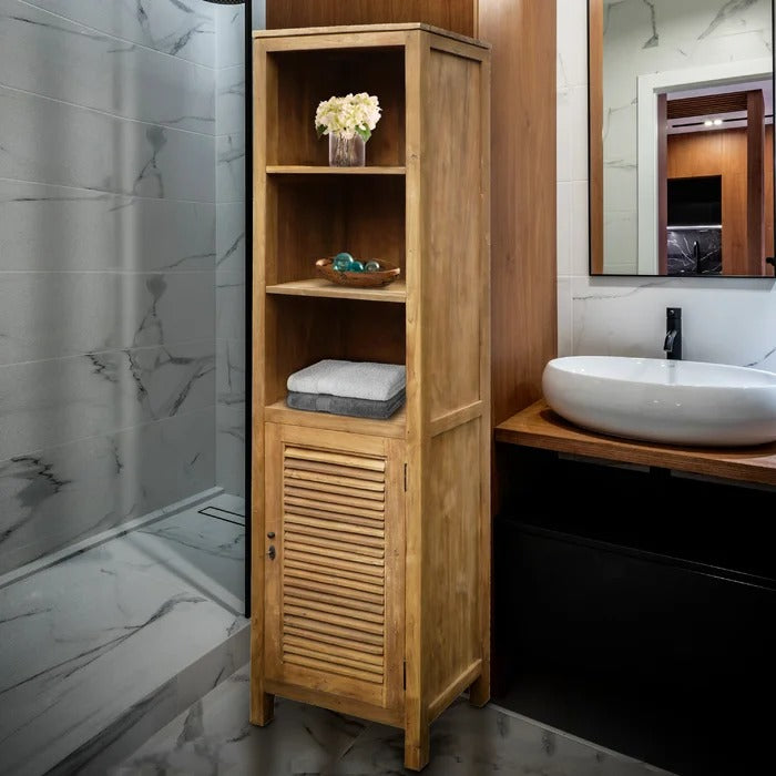 Bathroom Linen Cabinets:19.6'' W x 78.7'' H x 15.7'' D Solid Wood Linen Cabinet