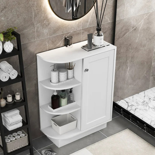 Bathroom Linen Cabinets: 23.6'' W x 31.3'' H x 9.7'' D Free-Standing Bathroom Cabinet