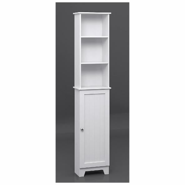 Bathroom Linen Cabinets: Tall Floor Shelf with Lower Cabinet