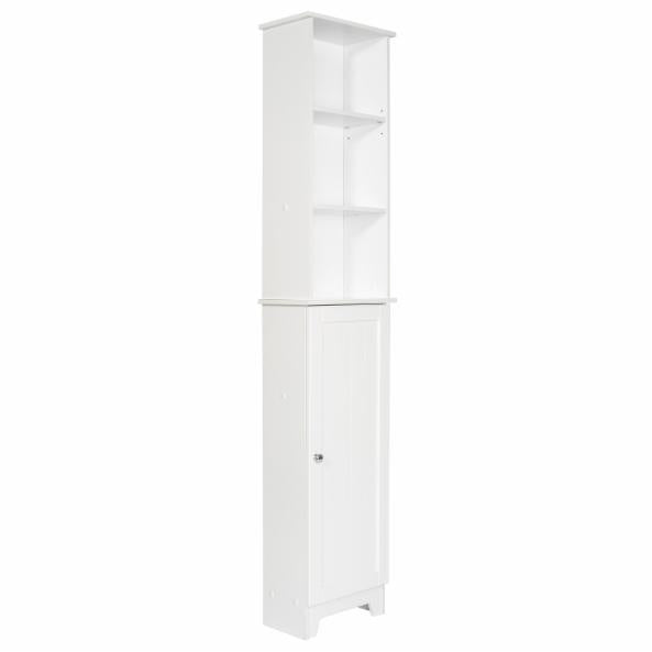 Bathroom Linen Cabinets: Tall Floor Shelf with Lower Cabinet