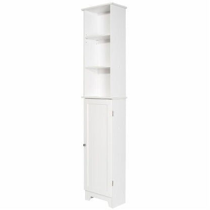 Bathroom Linen Cabinets: Tall Floor Shelf with Lower Cabinet