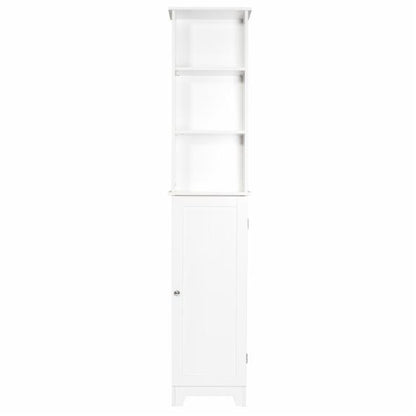 Bathroom Linen Cabinets: Tall Floor Shelf with Lower Cabinet