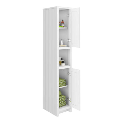 Bathroom Linen Cabinets: White Bathroom Tower with Doors