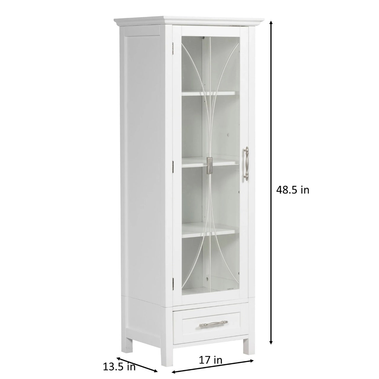 Bathroom Linen Cabinets White Linen Cabinet with 1 Door and 1 Bottom Drawer
