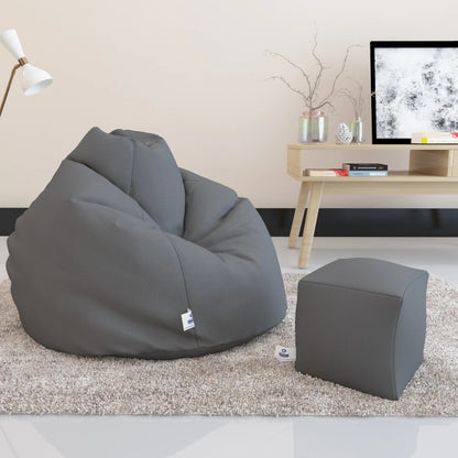 Bean Bag : PREMIUM JUMBO SIZE - Filled (With Beans) - COMBO (with Footrest)