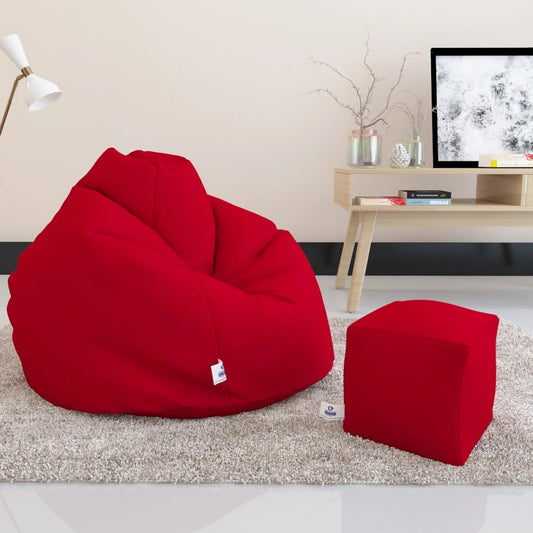 Bean Bag : PREMIUM XXXL SIZE- Filled (With Beans) - COMBO (with Footrest)