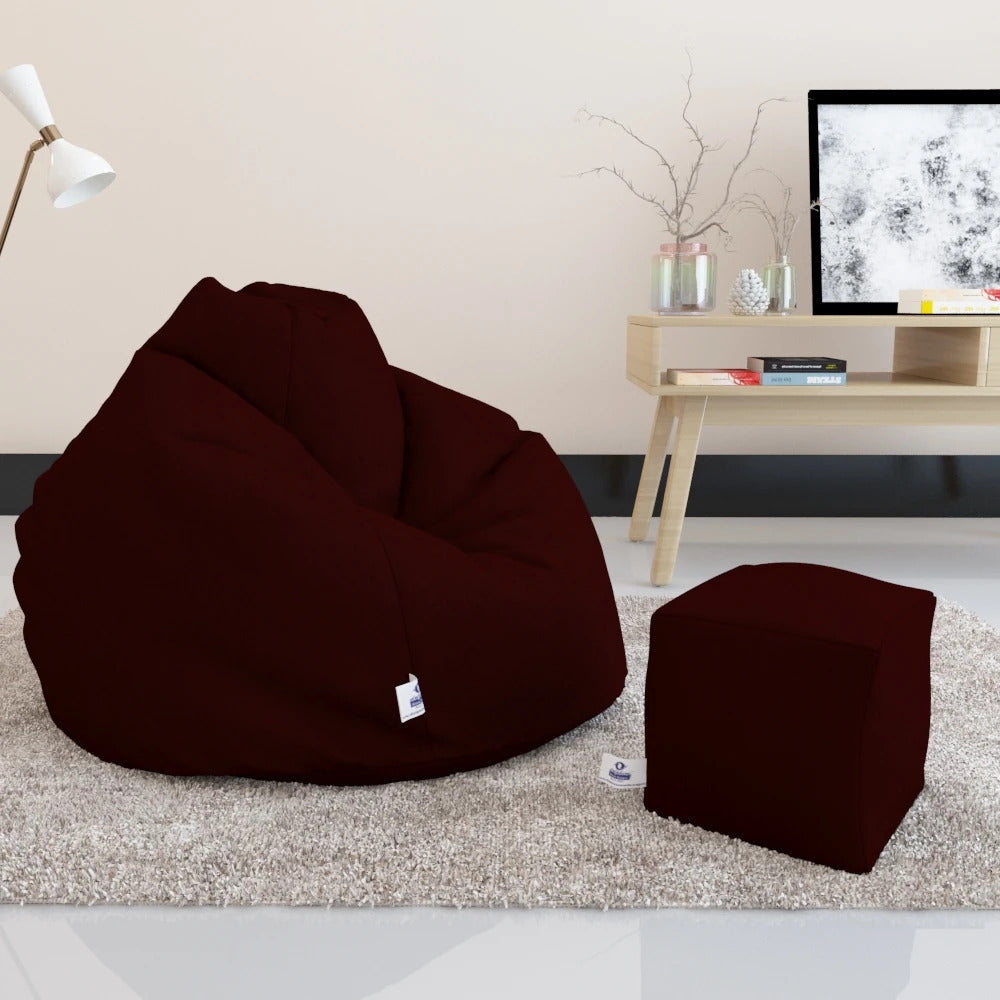 Bean Bag : PREMIUM XXXL SIZE- Filled (With Beans) - COMBO (with Footrest)