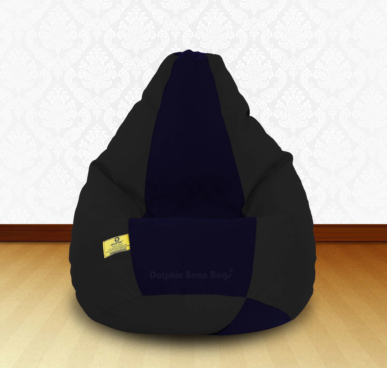 Bean Bag : XL Black/N.Blue-FABRIC-FILLED & WASHABLE (with Beans)