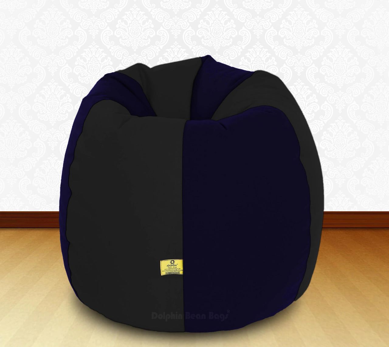 Bean Bag : XL Black/N.Blue-FABRIC-FILLED & WASHABLE (with Beans)