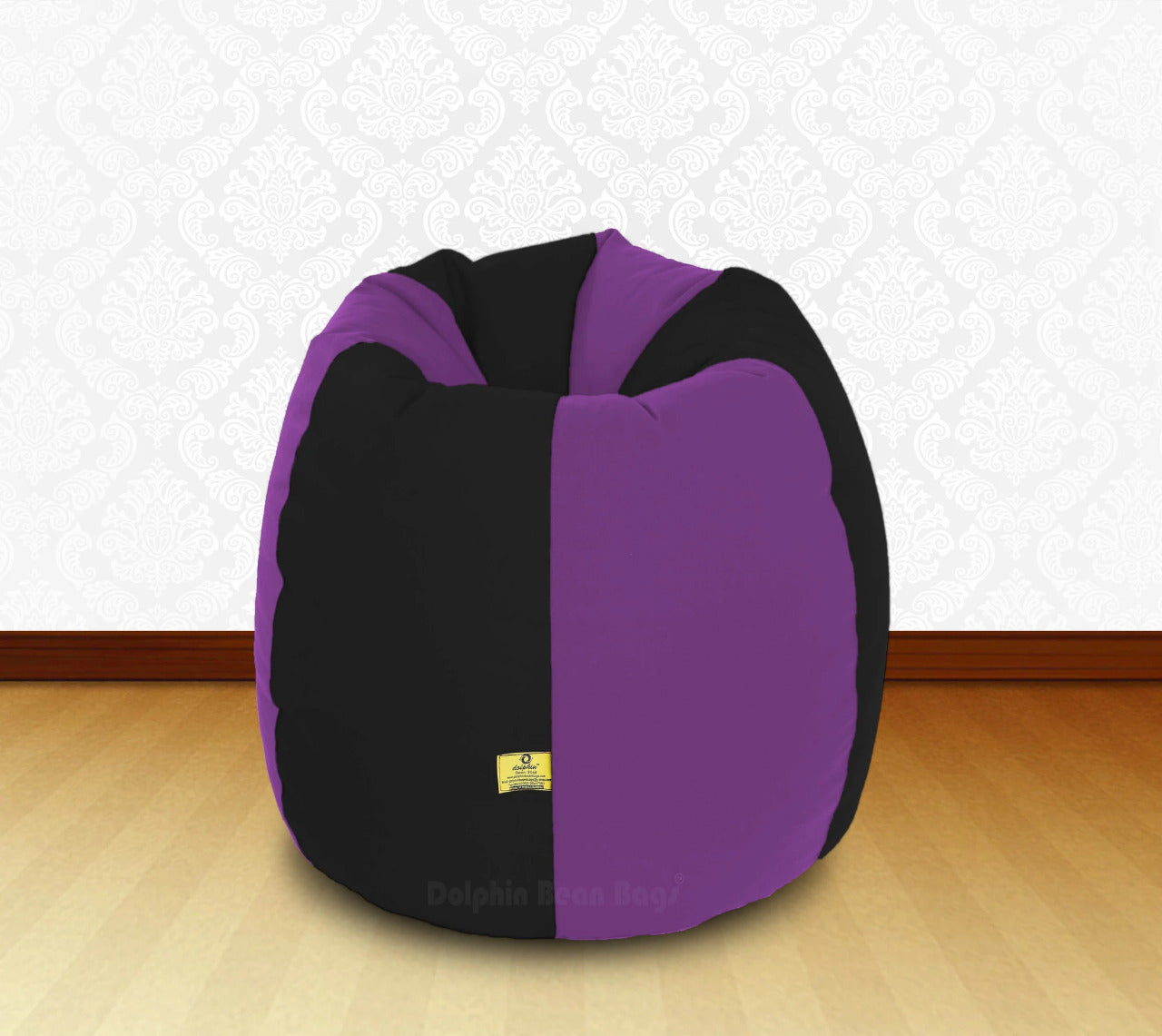 Bean Bag : XL Black/Purple-FABRIC-FILLED & WASHABLE (with Beans)