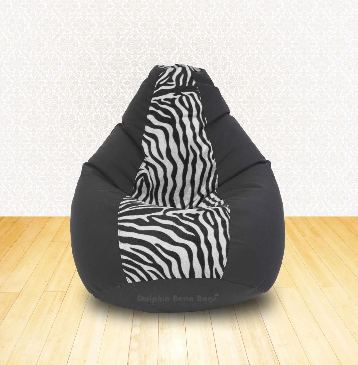 Bean Bag : XL Black/Zebra(Blk-White)-FABRIC-FILLED & WASHABLE (with Beans)