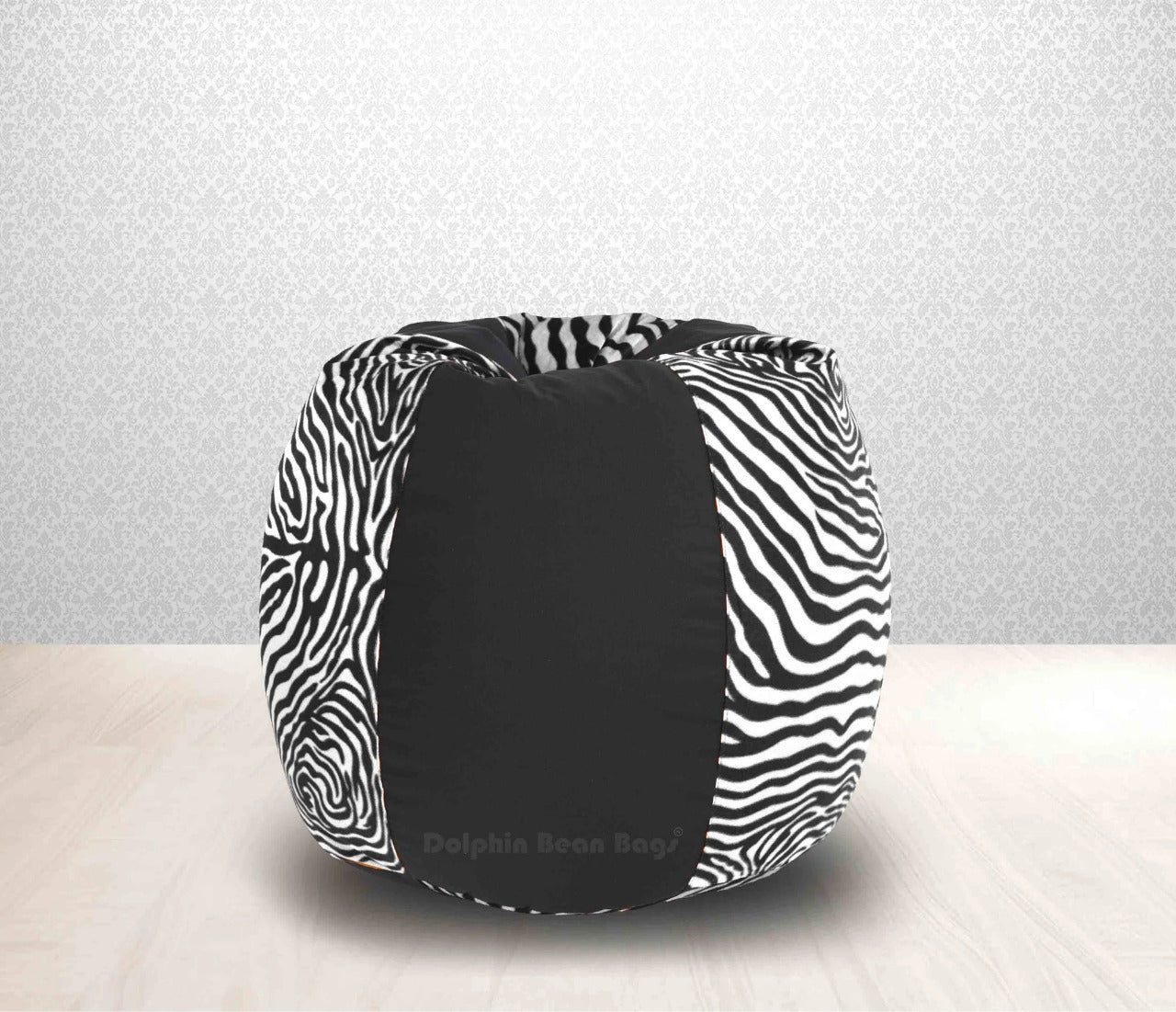 Bean Bag : XL Black/Zebra(Blk-White)-FABRIC-FILLED & WASHABLE (with Beans)