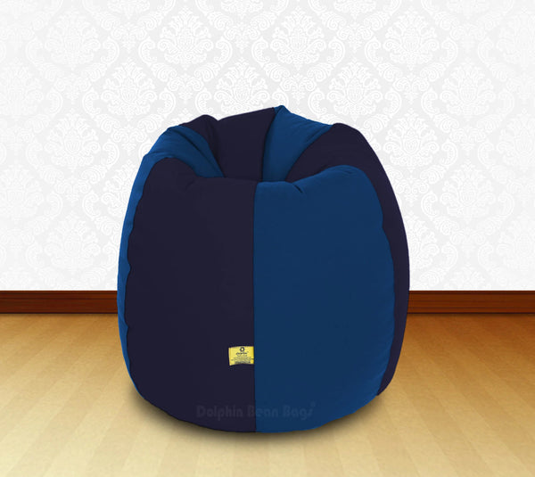 Bean Bag : XL N.Blue/R.Blue-FABRIC-FILLED & WASHABLE (with Beans)