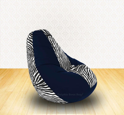  Bean Bag XL N.Blue Zebra(Blk-White)-FABRIC-COVERS(without Beans)