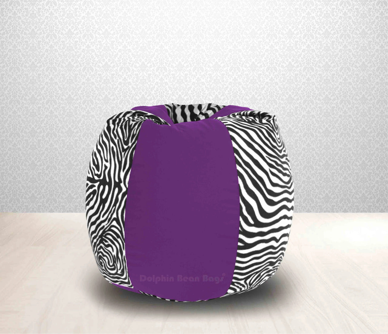 Bean Bag : XL Purple/Zebra(Blk-White)-FABRIC-FILLED & WASHABLE (with Beans)