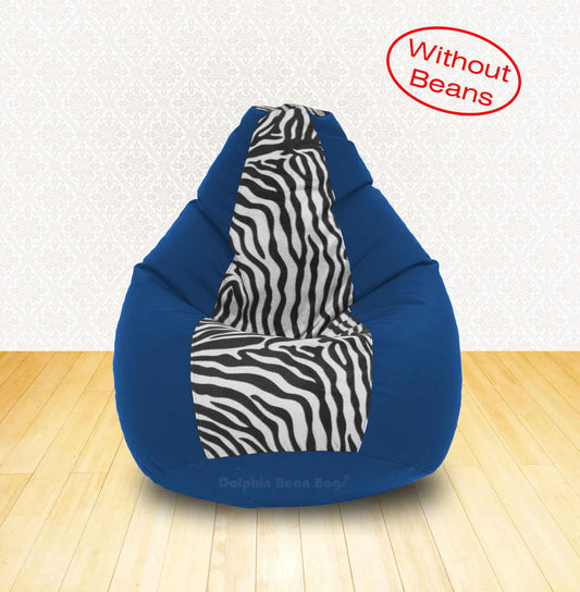 Bean Bag XL R.Blue Zebra(Blk-White)-FABRIC-COVERS(without Beans)