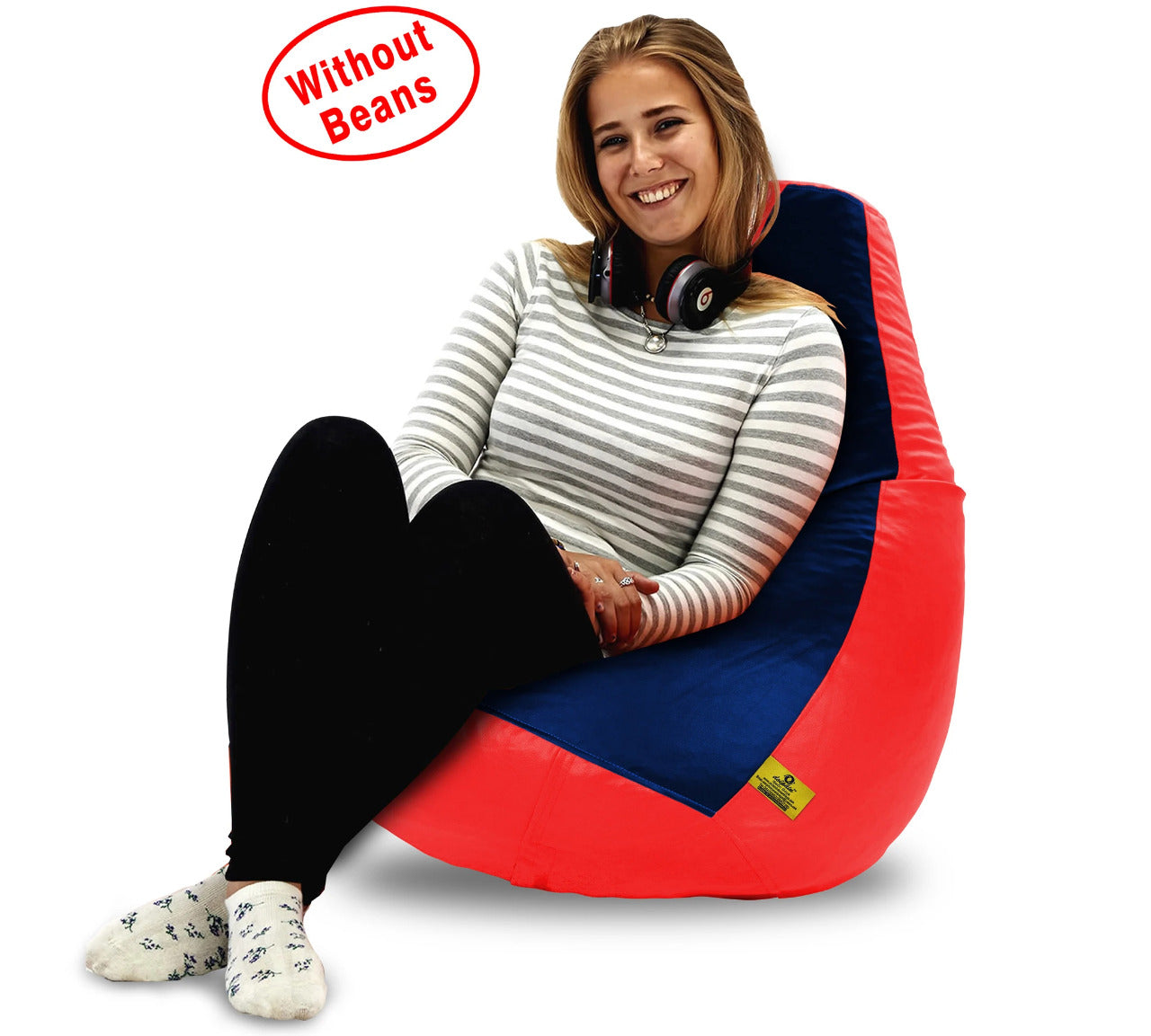 Bean Bag XL RED&NAVY BLUE BEAN BAG-COVER (Without Beans)
