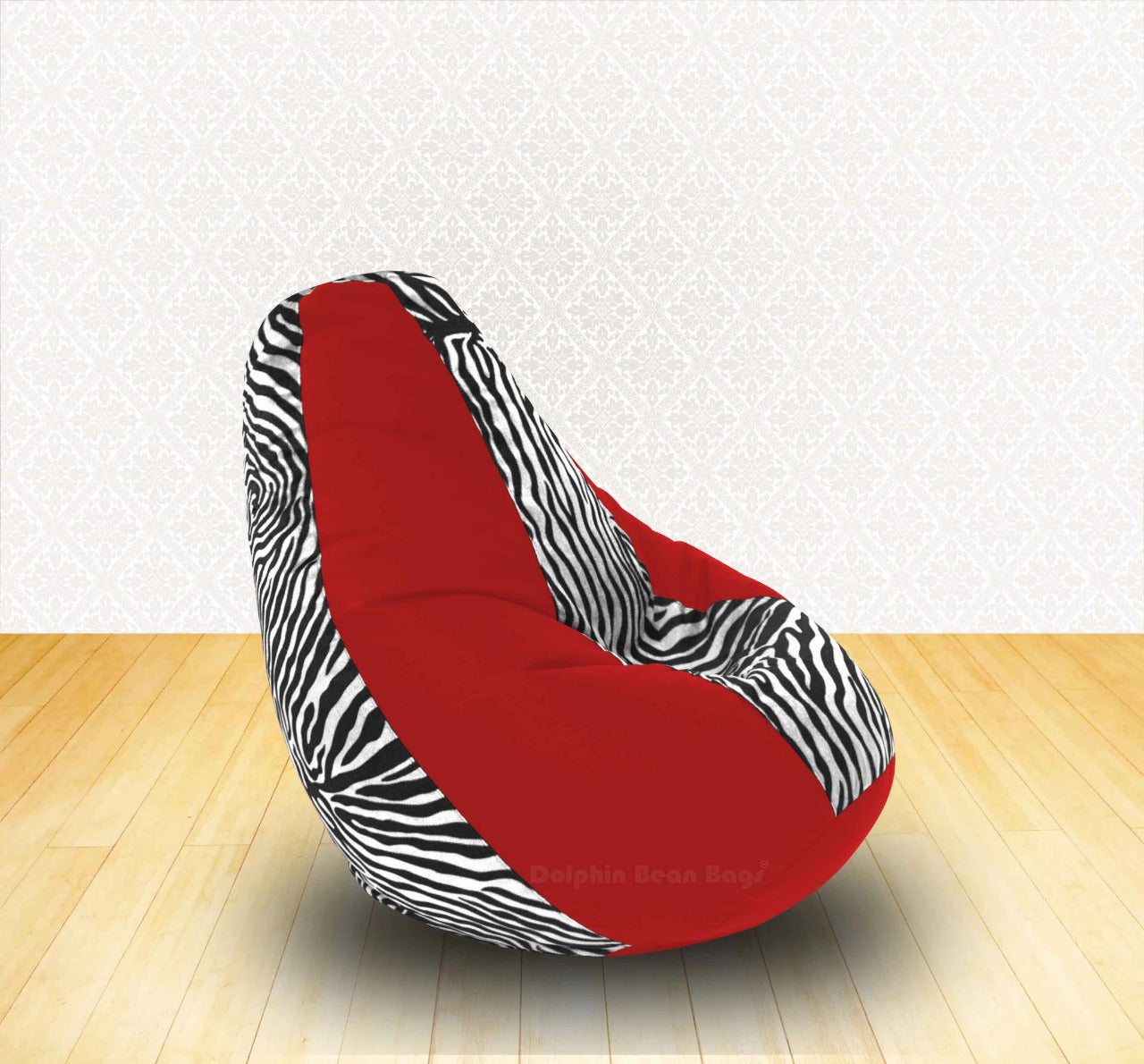 Bean Bag : XL Red/Zebra(Blk-White)-FABRIC-FILLED & WASHABLE (with Beans)