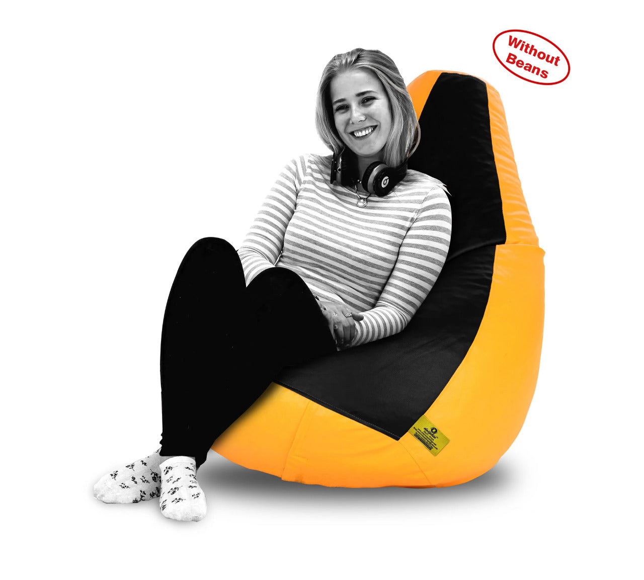 Bean Bag: XXL Black & Yellow Bean Bag-Cover (Without Beans)