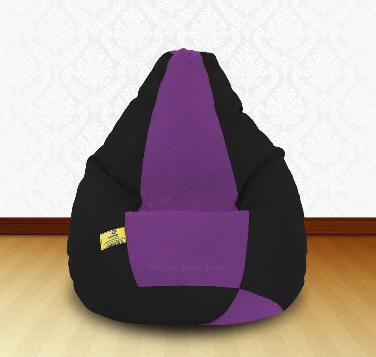 Bean Bag : XXL Black/Purple-FABRIC-FILLED & WASHABLE (with Beans)