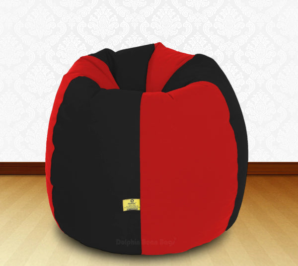 Bean Bag : XXL Black/Red-FABRIC-FILLED & WASHABLE (with Beans)