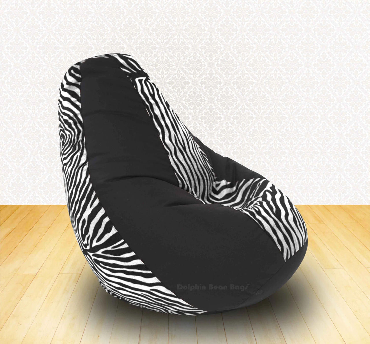 Bean Bag 2XL Black Zebra(Blk-White)-FABRIC-COVERS(without Beans)-1