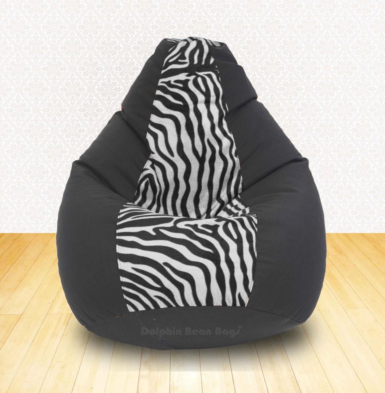 Bean Bag : XXL Black/Zebra(Blk-White)-FABRIC-FILLED & WASHABLE (with Beans)