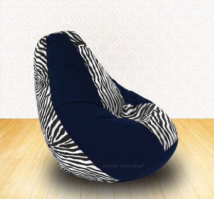 Bean Bag XXL N.BLUE ZEBRA(BLK-WHITE)-FABRIC-COVERS(WITHOUT BEANS)