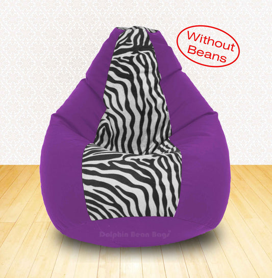 Bean Bag XXL PURPLE ZEBRA(BLK-WHITE)-FABRIC-COVERS(WITHOUT BEANS)