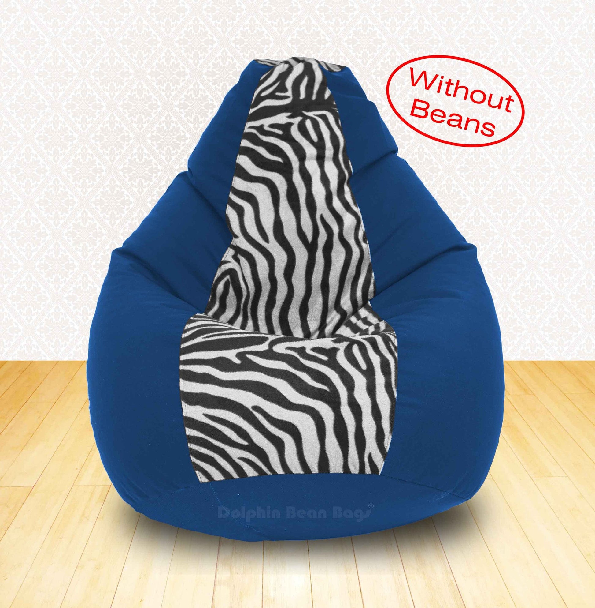 Bean Bag XXL R.BLUE ZEBRA(BLK-WHITE)-FABRIC-COVERS(WITHOUT BEANS)