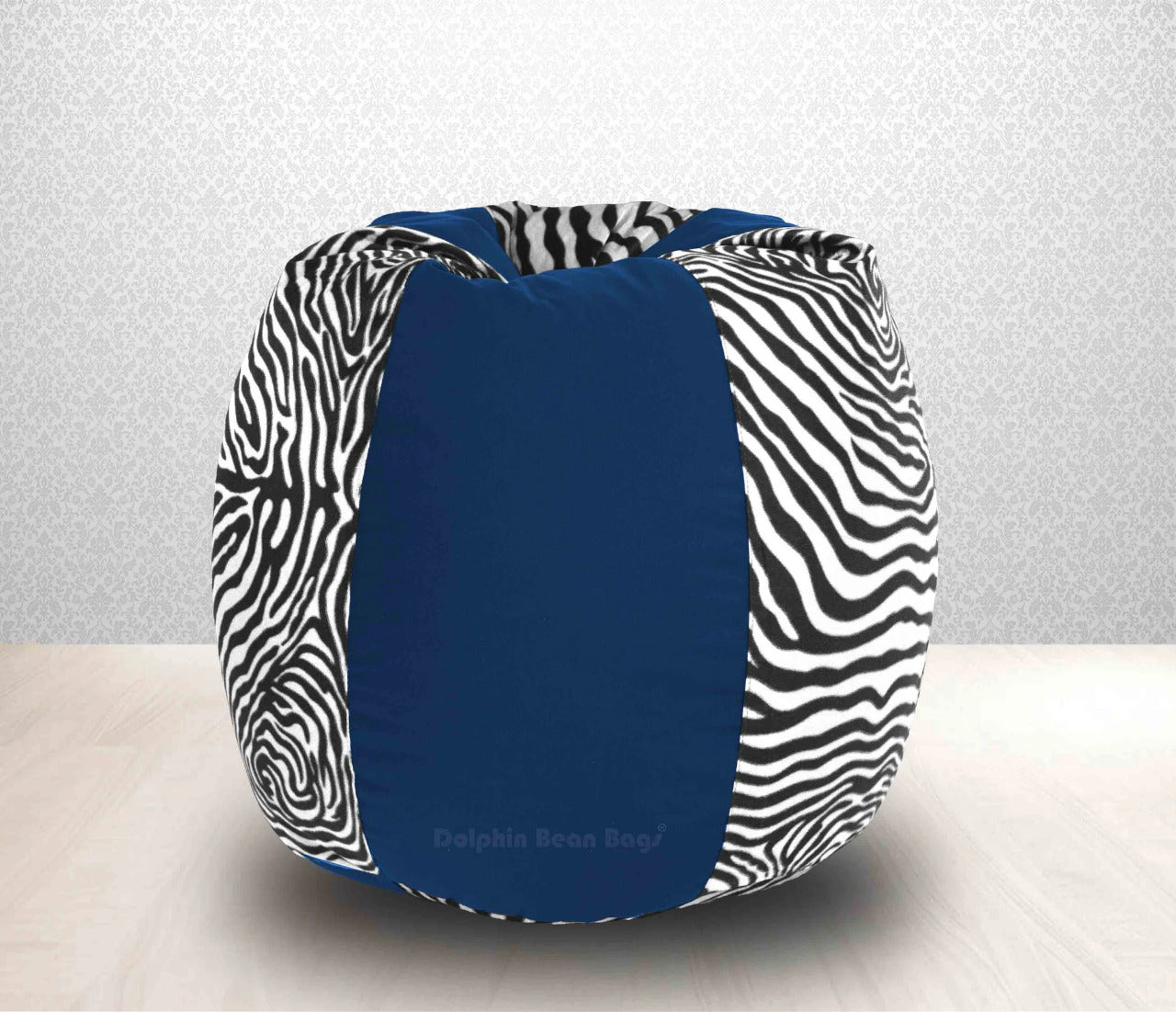 Bean Bag : XXL R.Blue/Zebra(Blk-White)-FABRIC-FILLED & WASHABLE (with Beans)