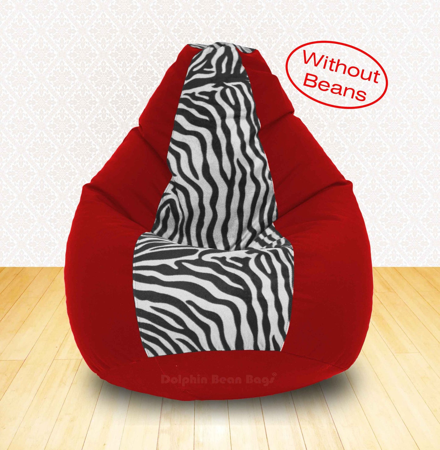 Bean Bag XXL RED ZEBRA(BLK-WHITE)-FABRIC-COVERS(WITHOUT BEANS)