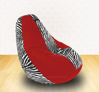 Bean Bag XXL RED ZEBRA(BLK-WHITE)-FABRIC-COVERS(WITHOUT BEANS)