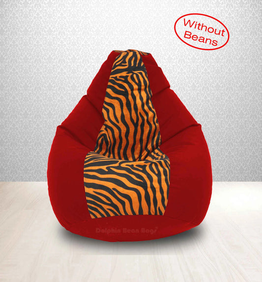 Bean Bag : XL Red/Golden Zebra-FABRIC-COVERS