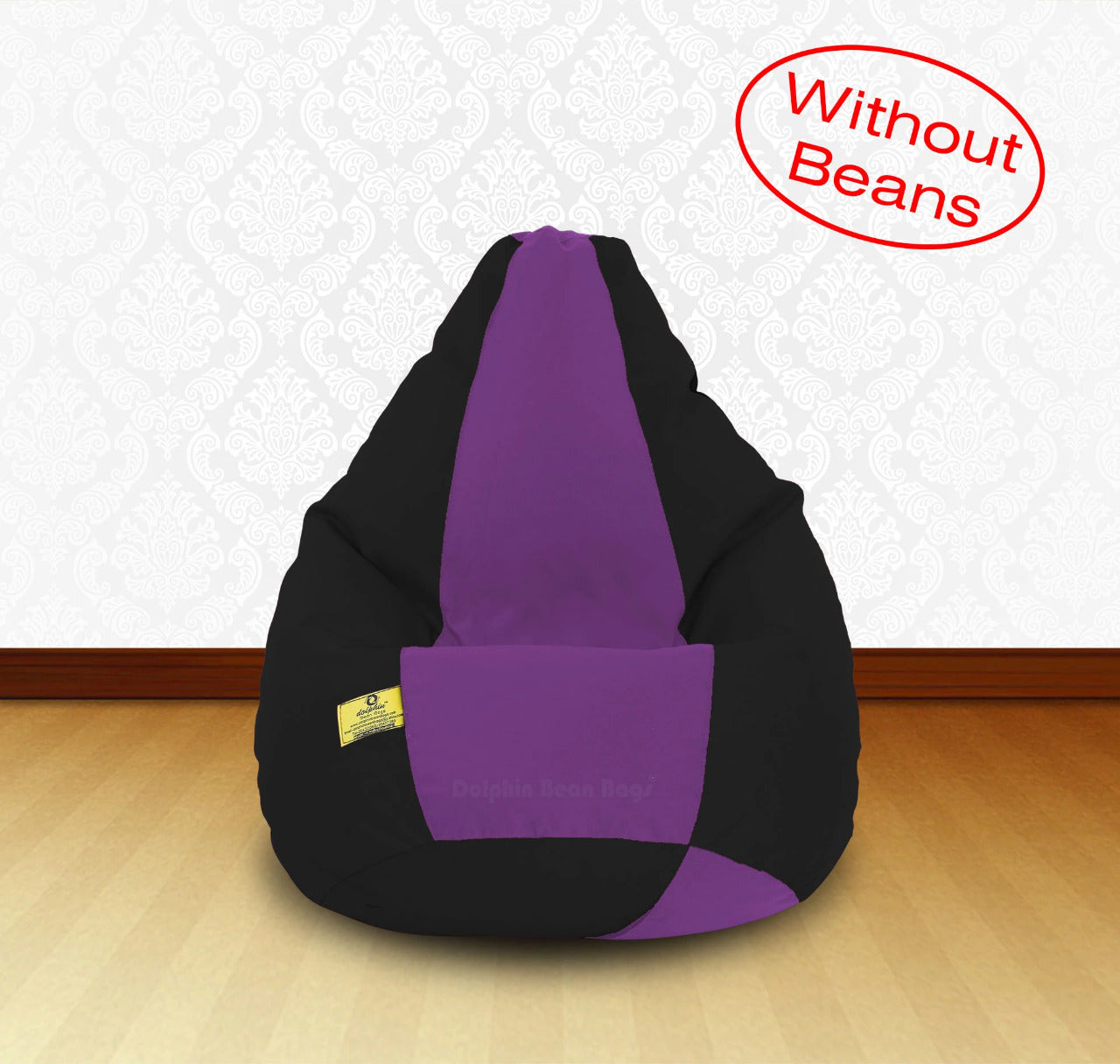 Bean Bag : XL Black/Purple-FABRIC-COVERS(without Beans)