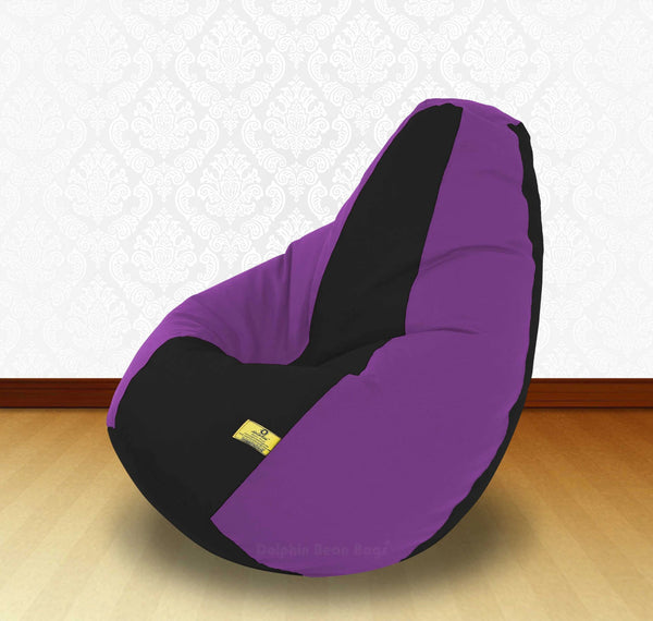 Bean Bag : XXXL Black/Purple-FABRIC-FILLED & WASHABLE (with Beans)