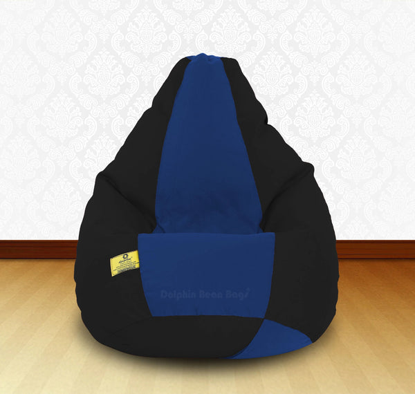 Bean Bag : XXXL Black/R.Blue-FABRIC-FILLED & WASHABLE (with Beans)