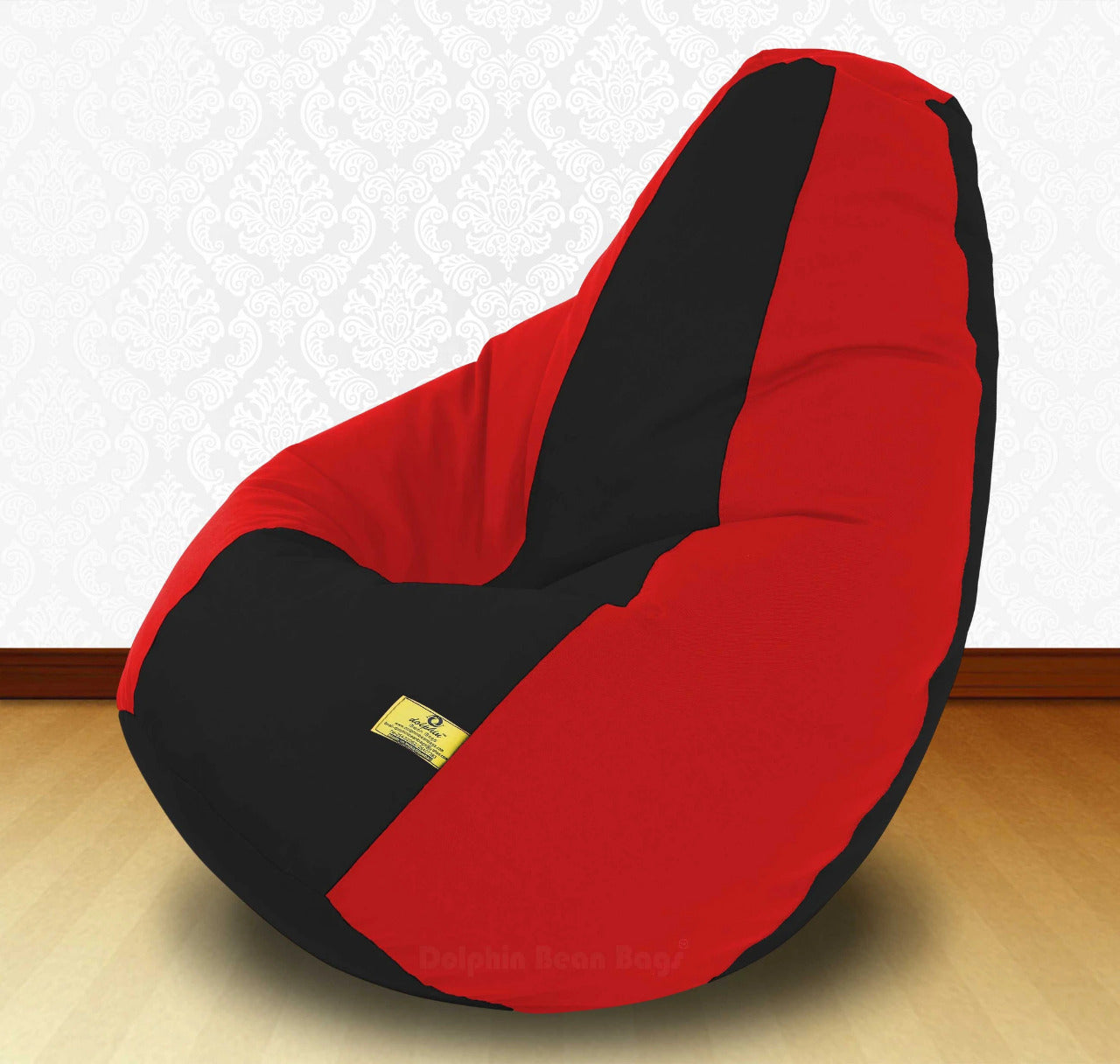 Bean Bag : 3XL Black/Red-FABRIC-FILLED & WASHABLE (with Beans)