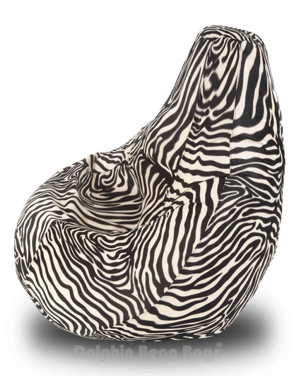 Bean Bag : XXXL Blk-White Zebra-FABRIC-FILLED & WASHABLE (with Beans)