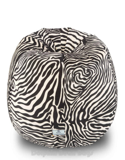 Bean Bag : XXXL Blk-White Zebra-FABRIC-FILLED & WASHABLE (with Beans)