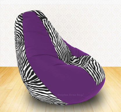 Bean Bag : XXXL Purple/Zebra(Blk-White)-FABRIC-FILLED & WASHABLE (with Beans)