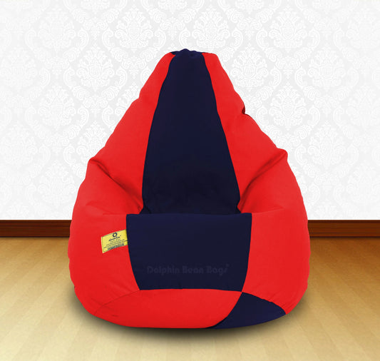 Bean Bag : XXXL Red/N.Blue-FABRIC-FILLED & WASHABLE (with Beans)
