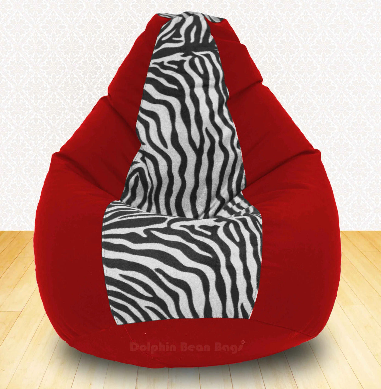 Bean Bag : XXXL Red/Zebra(Blk-White)-FABRIC-FILLED & WASHABLE (with Beans)