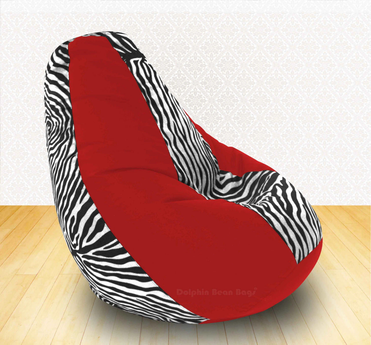 Bean Bag : XXXL Red/Zebra(Blk-White)-FABRIC-FILLED & WASHABLE (with Beans)
